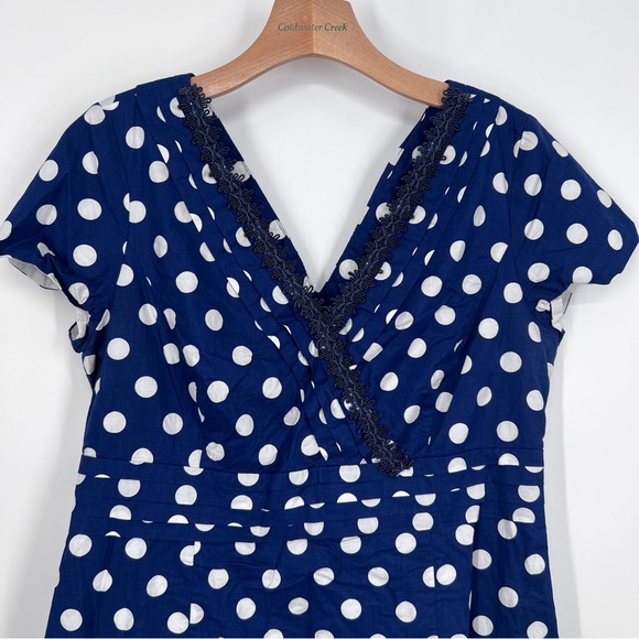 Boden Vibrant Blue Polka Dot Knee Length Dress - Picture 2 of 8